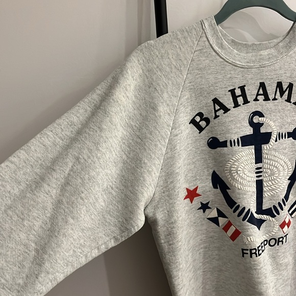 Vintage 80s Freeport Bahamas Crewneck Sweatshirt Gray Graphic Adult Size L - Picture 3 of 8